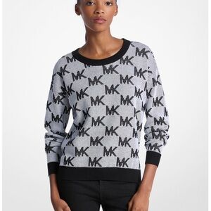NWT Michael Kors  Logo Jacquard Knit Sweater Size S
